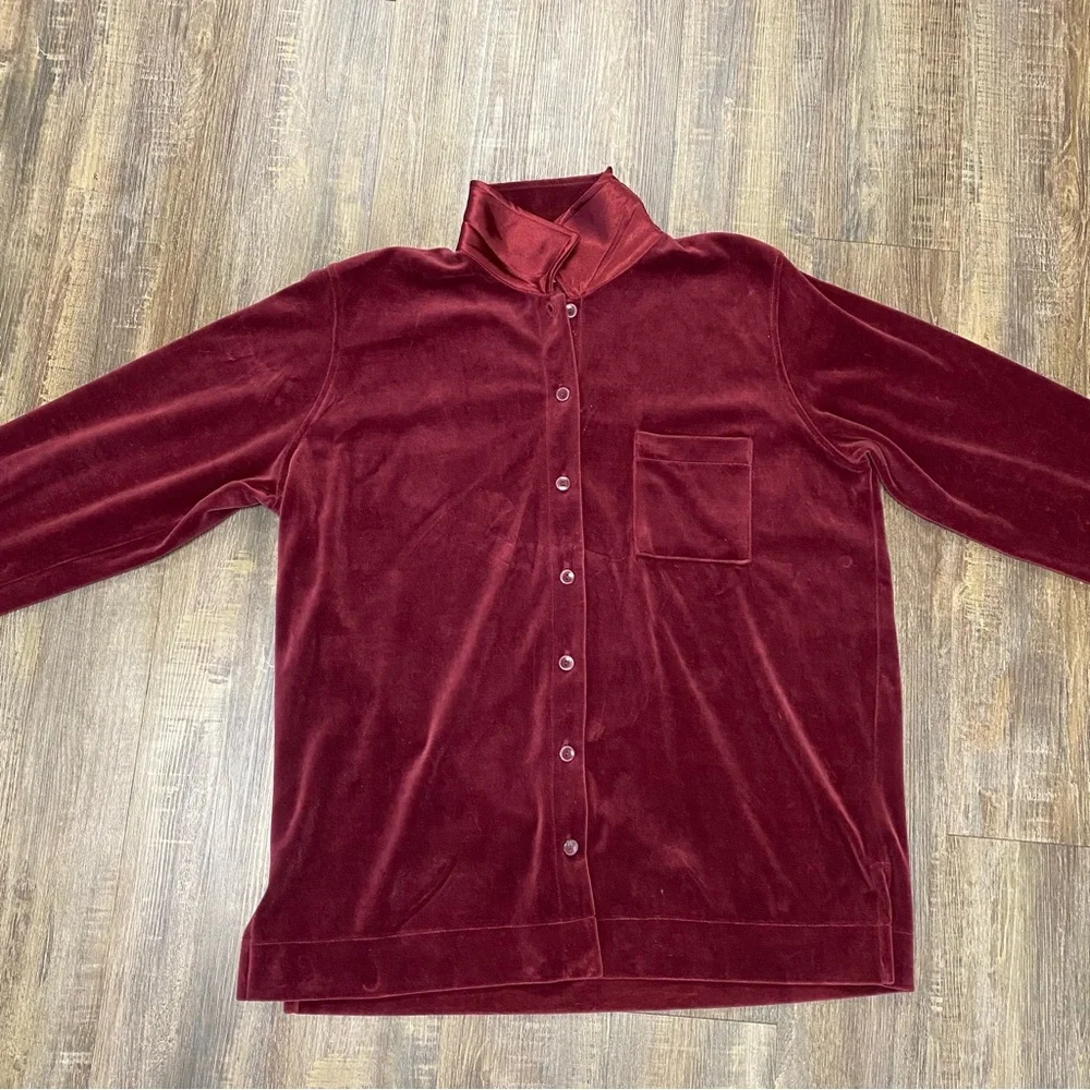 Liz Claiborne Maroon Lizwear Velour Lounge Pant Sweat Suit Soft‎ Stretchy XL
